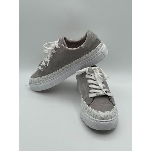 Calvin Klein Womens Low-Top Sneakers Gray & White Casual Shoes Size 8.5 - Picture 7 of 8